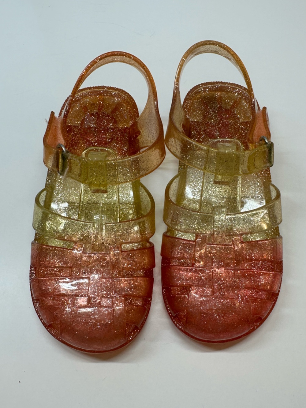 Kids Glitter Jelly Sandals - Yellow to Pink Ombre